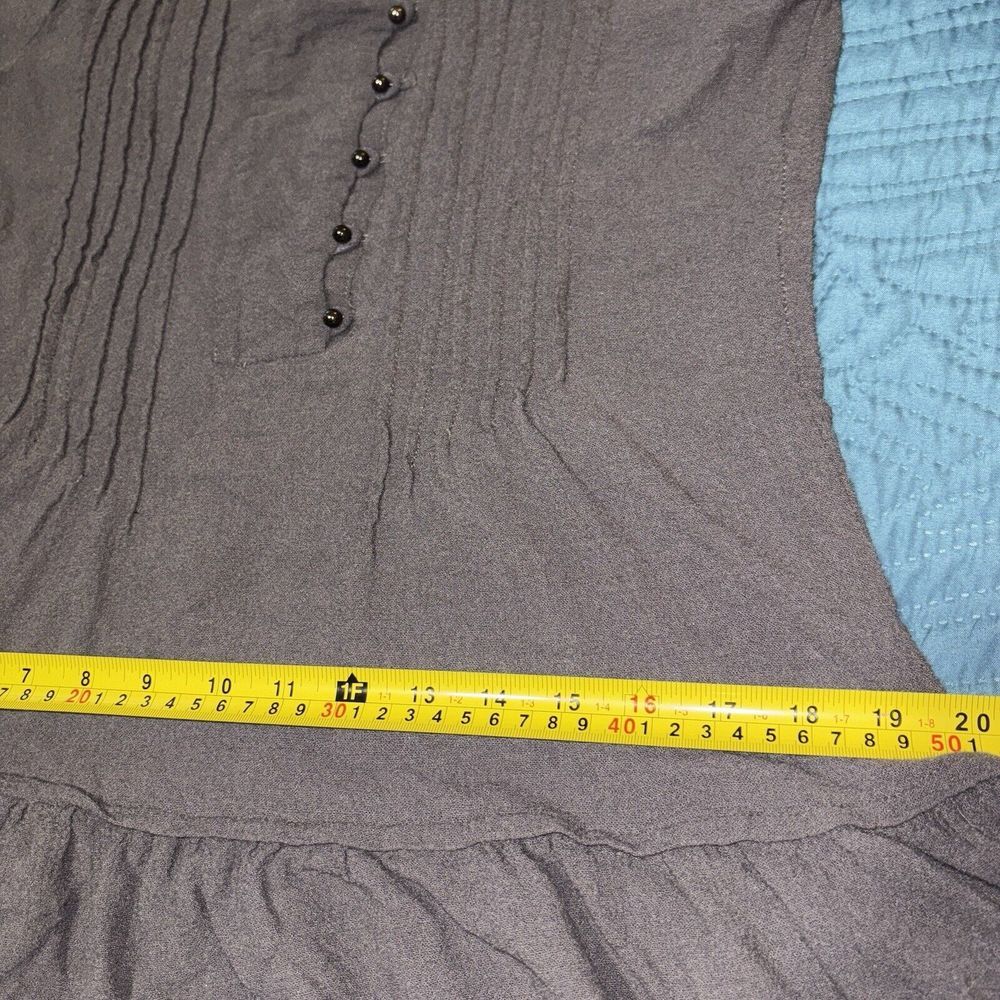Zara Drop Waist Mini Dress Pleated Henley Top Small Brown Gauze Neutral Minimal - Picture 9 of 12